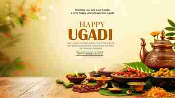 PSD happy ugadi indian traditional festival background