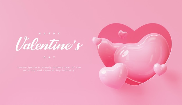 Happy Valentijnsdag groeten banner post social media mockup 3d render