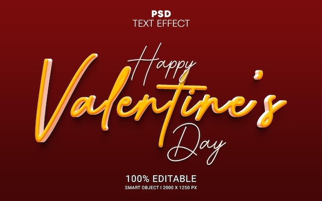 Happy Valentine Day Edytowalny Efekt Tekstowy Premium Psd