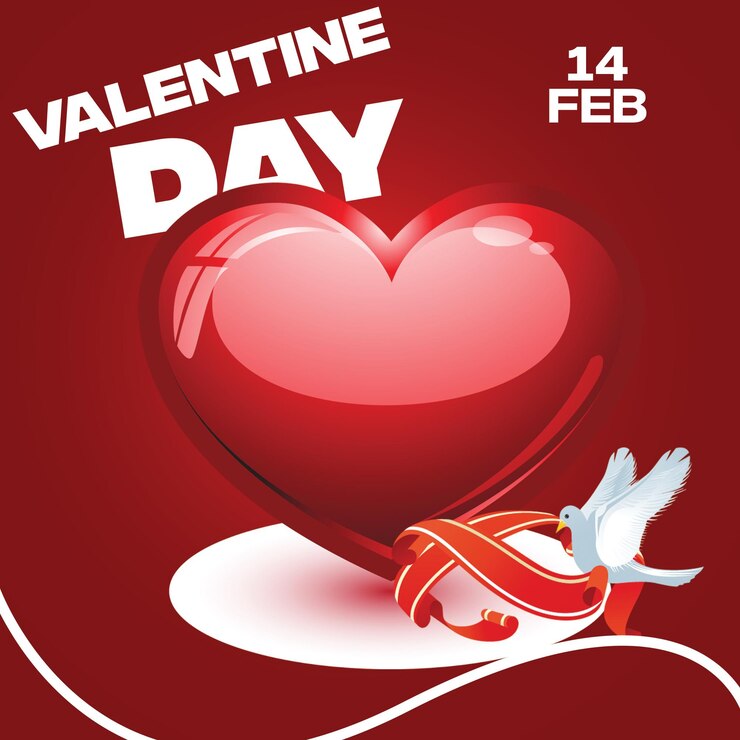 PSD happy valentine day with red heart