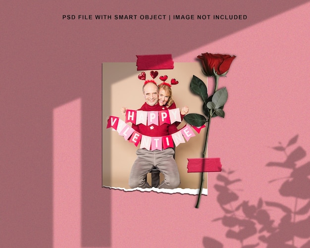 Happy Valentine Photo frame set mockup Premium Psd