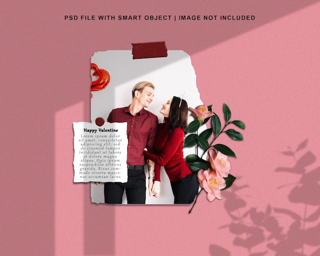 Mockup di cornice per foto di san valentino felice psd premium