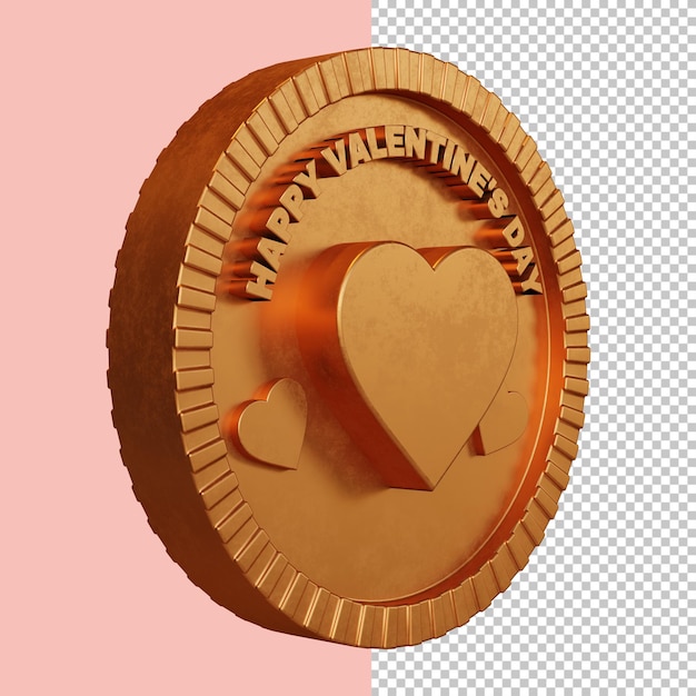 Happy valentine's day 3d rendering bold circular badge isolated mockup