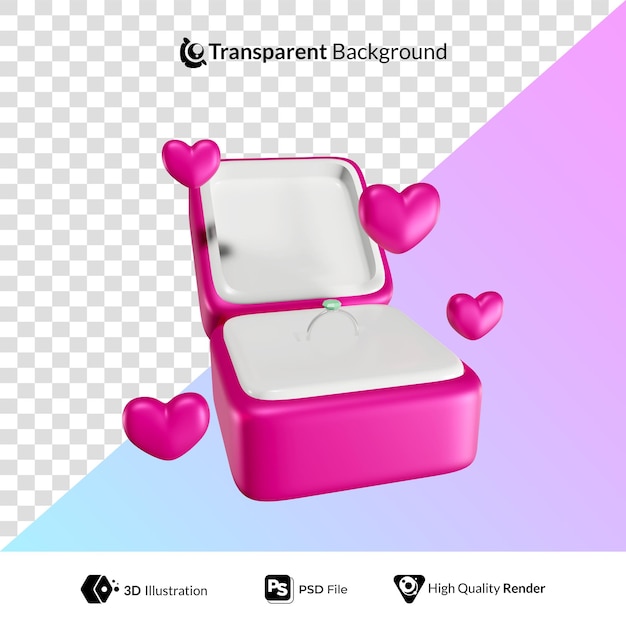 Happy Valentine's Day Gift Ring Pink 3D Illustration