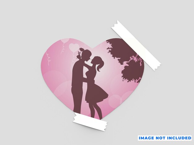 PSD happy valentine's day heart in 3d rendering mockup