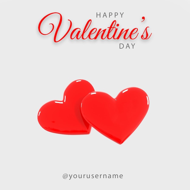 happy valentine's day hearts card psd mockup