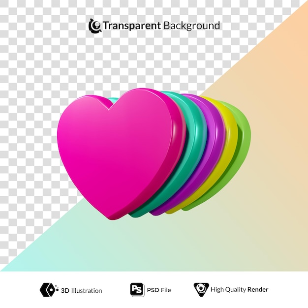 Happy Valentine's Day Lined Hearts 3D Illustration