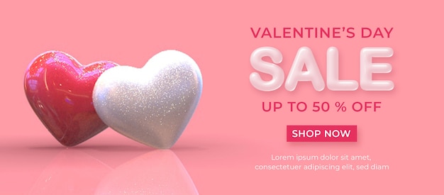 PSD happy valentine's day sale banner