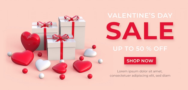 PSD happy valentine's day sale banner