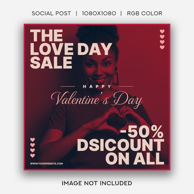 PSD happy valentine's day sale social post template