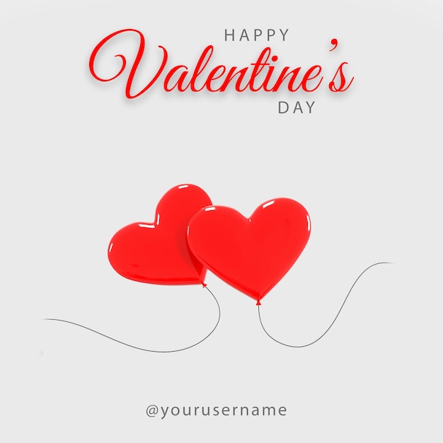 happy valentine's day social media card psd mockup