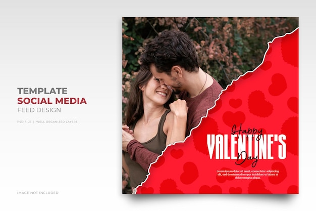 Buon san valentino sui social media instagram post template con foto