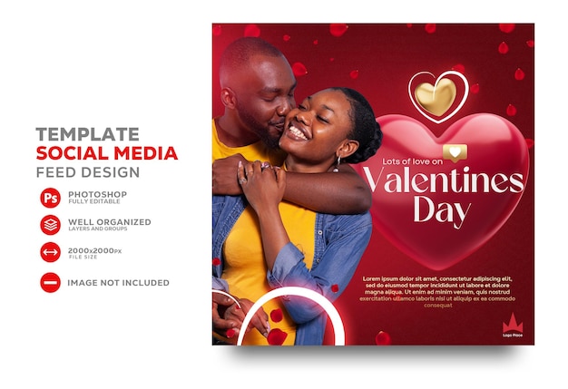 PSD happy valentine's day social media post love couple