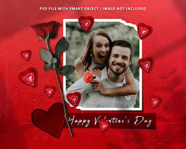 Happy Valentine's day template design fotolijst set mockup premium psd