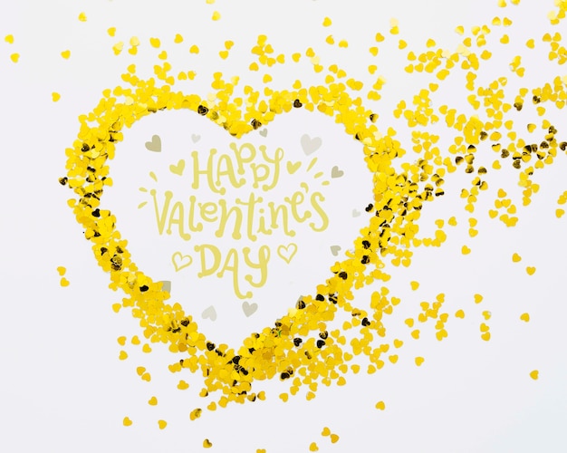 PSD happy valentine's day with heart shape from confetti