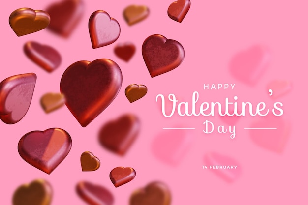 Happy valentine's day with love 3d rendering bold mockup