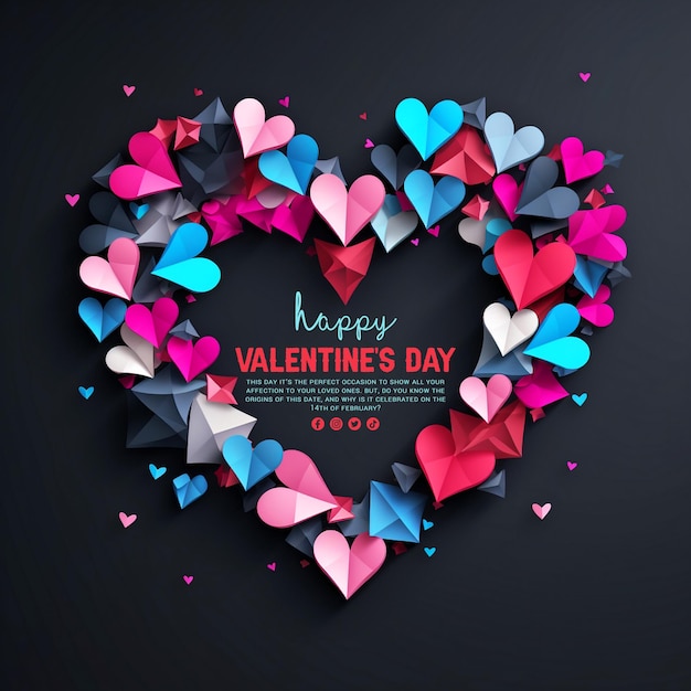 PSD happy valentines day background banner greeting card with love hearts