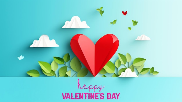 PSD happy valentines day background banner greeting card with