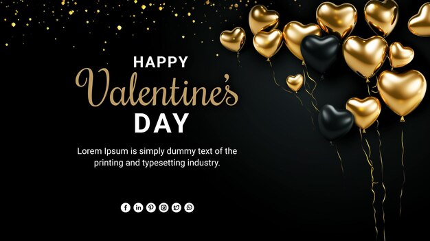 PSD happy valentines day background with decorative hearts top view