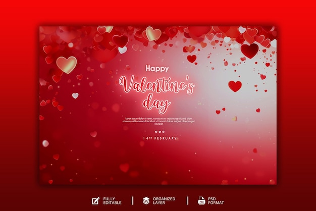 PSD happy valentines day celebration design and social media template