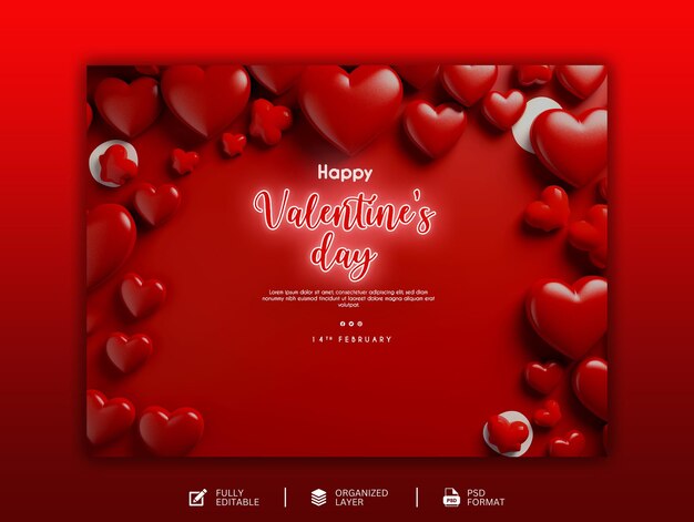 PSD happy valentines day celebration design and social media template