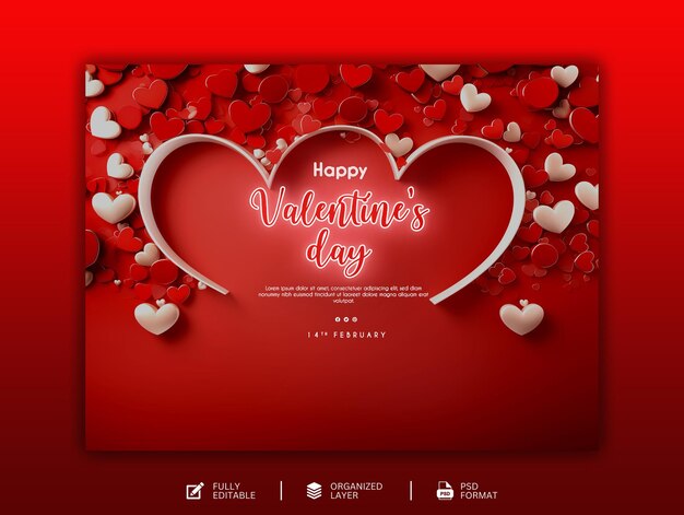 PSD happy valentines day celebration design and social media template