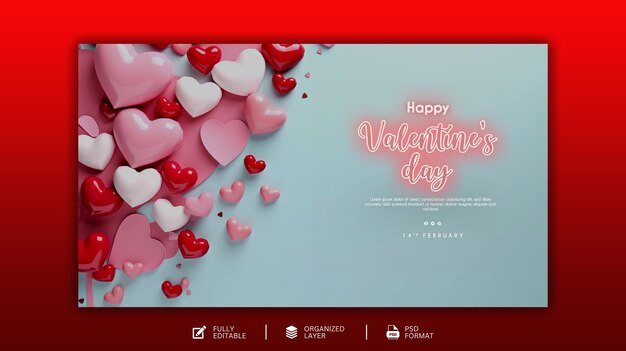 PSD buon design per la celebrazione di san valentino e modello di social media