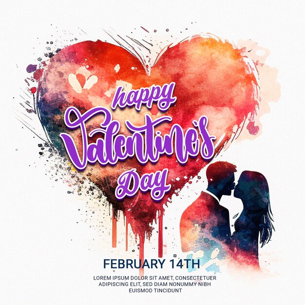 PSD happy valentines day celebration design