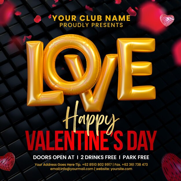 Happy Valentines Day Celebration en Party voor Social Media Post Template