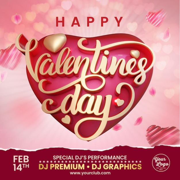 PSD happy valentines day celebration and party for social media post template