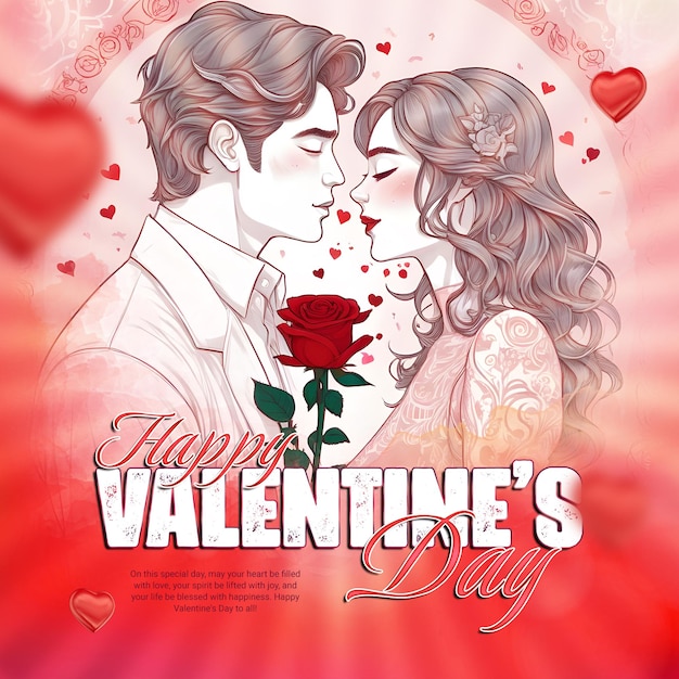 PSD happy valentines day celebration social media post template banner