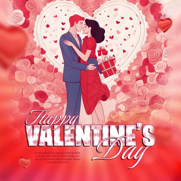 PSD happy valentines day celebration social media post template banner