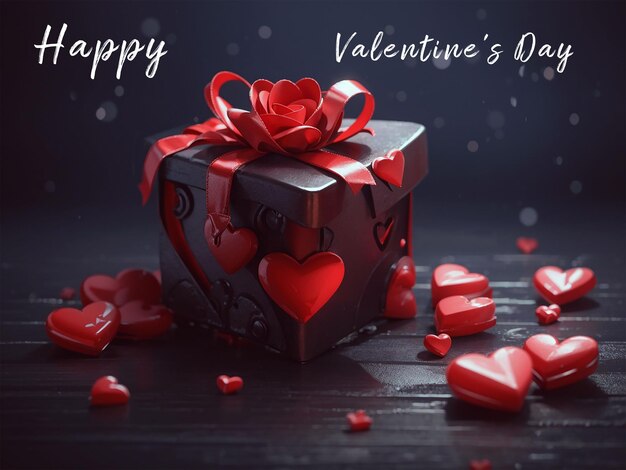 PSD happy valentines day dark background highly realistic template