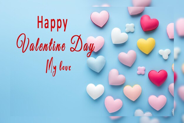 PSD happy valentines day decorative text design soft colorful heart background