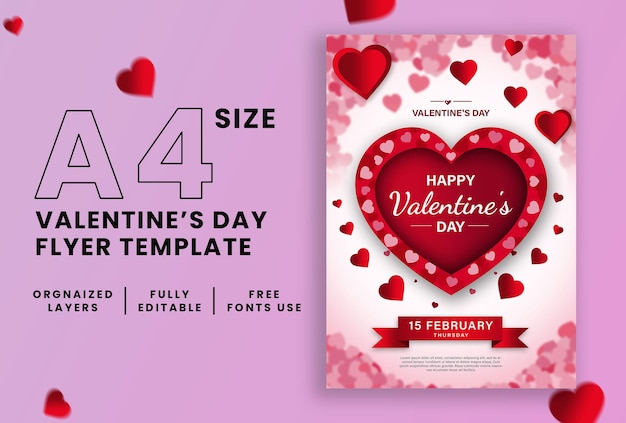 PSD happy valentines day flyer template