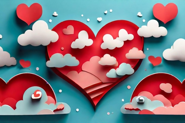 Happy valentines day greeting with hearts mind and love