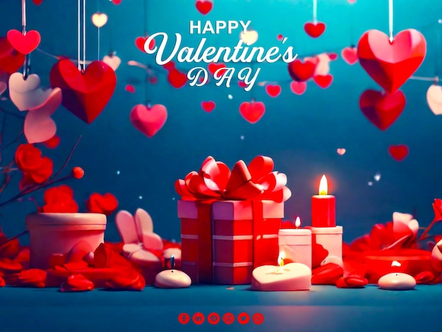 PSD happy valentines day heartbits red color realstic background