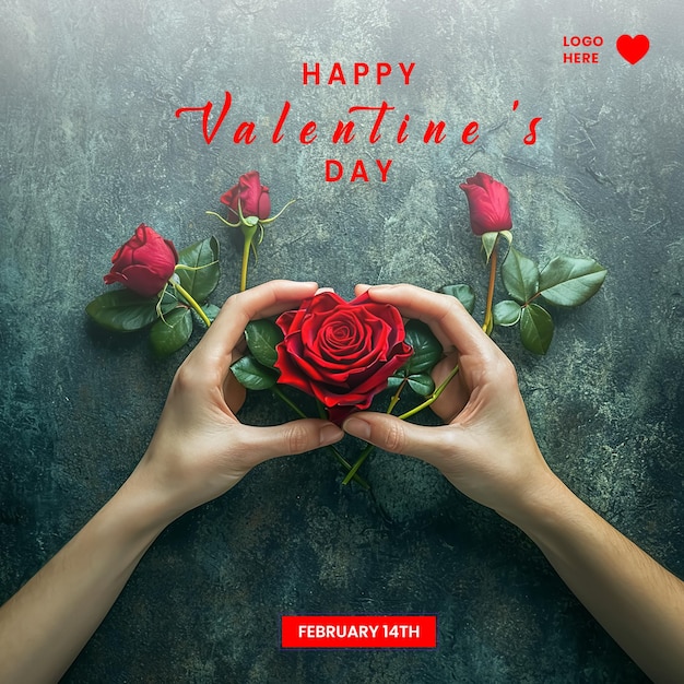 Happy valentines day korting verkoop instagram of sociale media post sjabloon