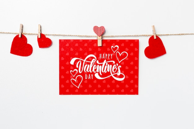 PSD happy valentines day lettering on red card