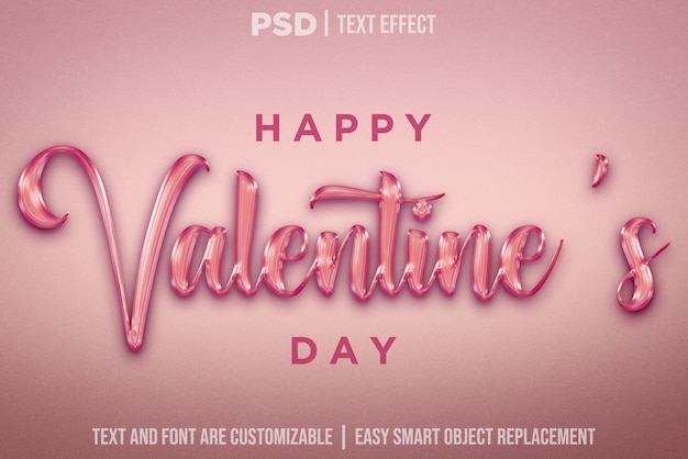 happy valentines day pink text effect