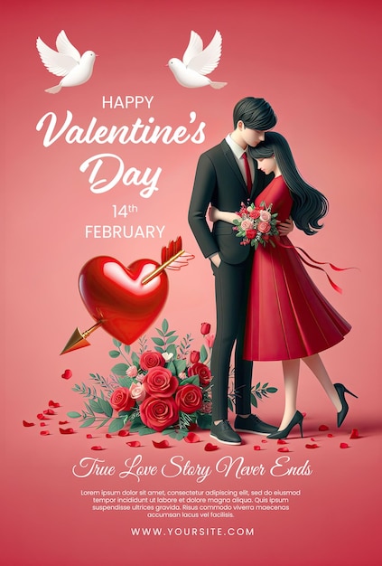 Happy valentines day poster template