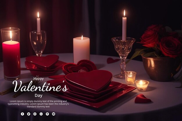 PSD happy valentines day romantic background with wishes