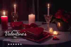 PSD happy valentines day romantic background with wishes