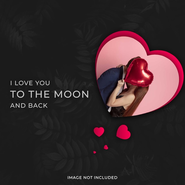 Happy Valentines Day Romantic Premium Post with hearts and dark background