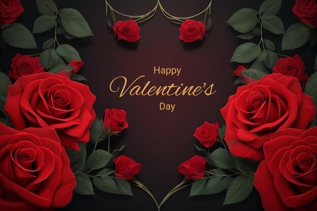 PSD happy valentines day rose background wishes banner