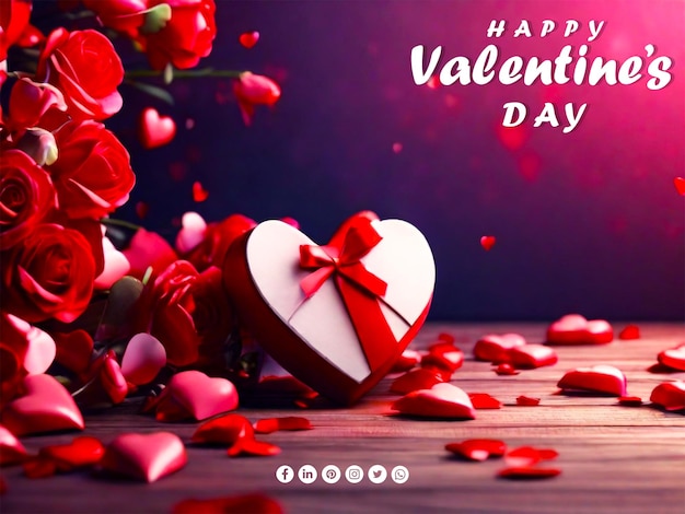 Happy valentines day social media banner design template