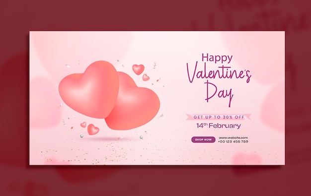 happy valentines day social media banner design template