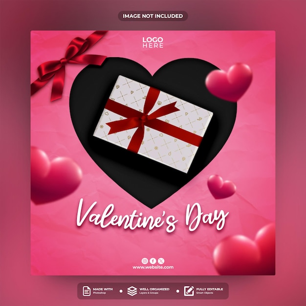 Happy valentines day social media post template design