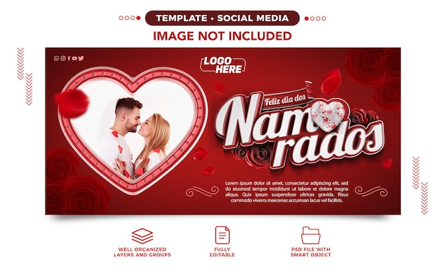 Modello di banner di social networking felice giorno di san valentino