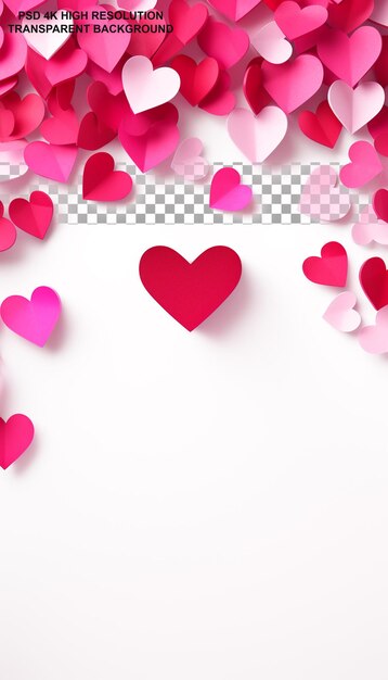 PSD testo di happy valentine's day con effetto d'amore a forma di cuore 3d su sfondo trasparente